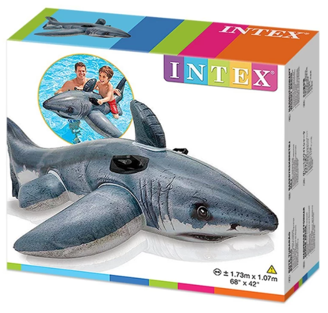 Intex Great White Shark Ride On Inflatable Pool Float (173 X 107cm)