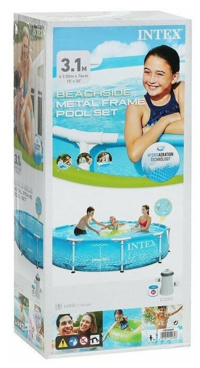 Intex Agp Beachside Circular Metal Frame Pool (305 x 76cm With Filter)