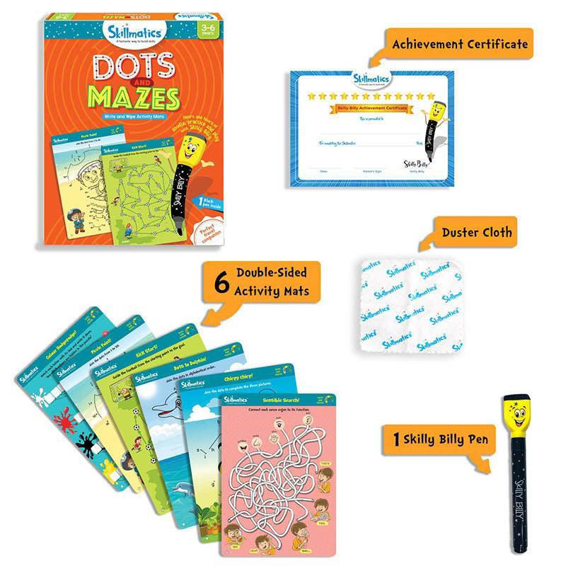 Skillmatics Dots And Mazes Write And Wipe Activity Mats