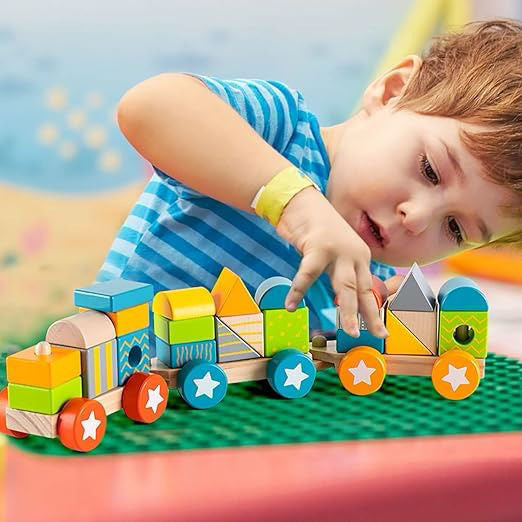 Wooden Toy Stacking Train
