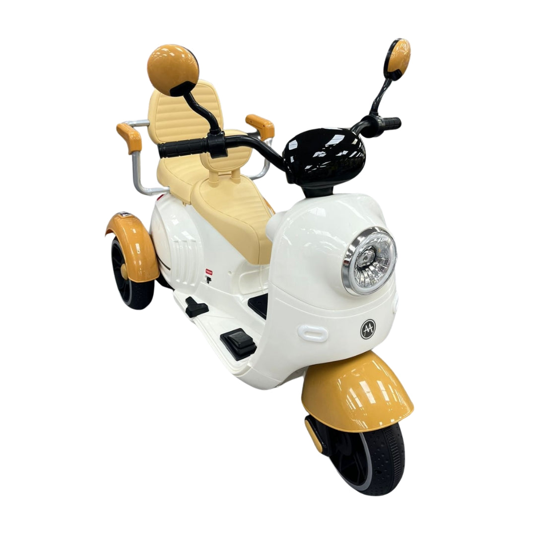 6V Vespa Style Ride On Motorcycle (Beige)