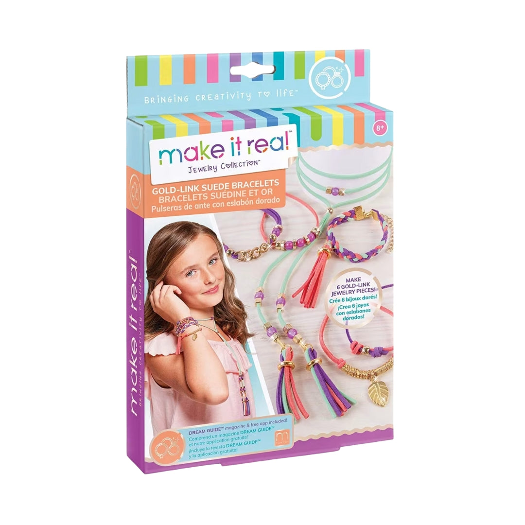 Make It Real Gold-Link Suede Bracelet Kit