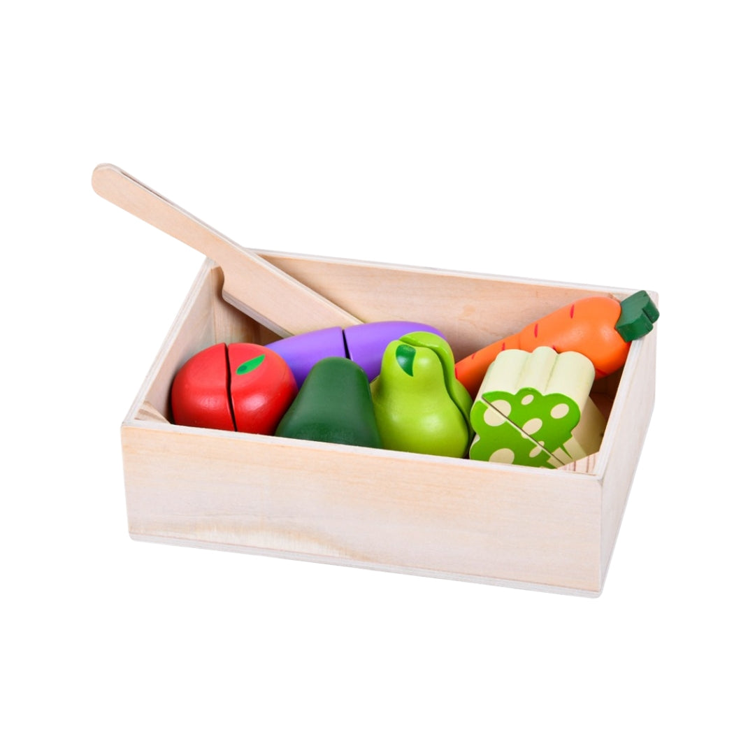 Wooden Fruit & Vegetable Cutting Play Set