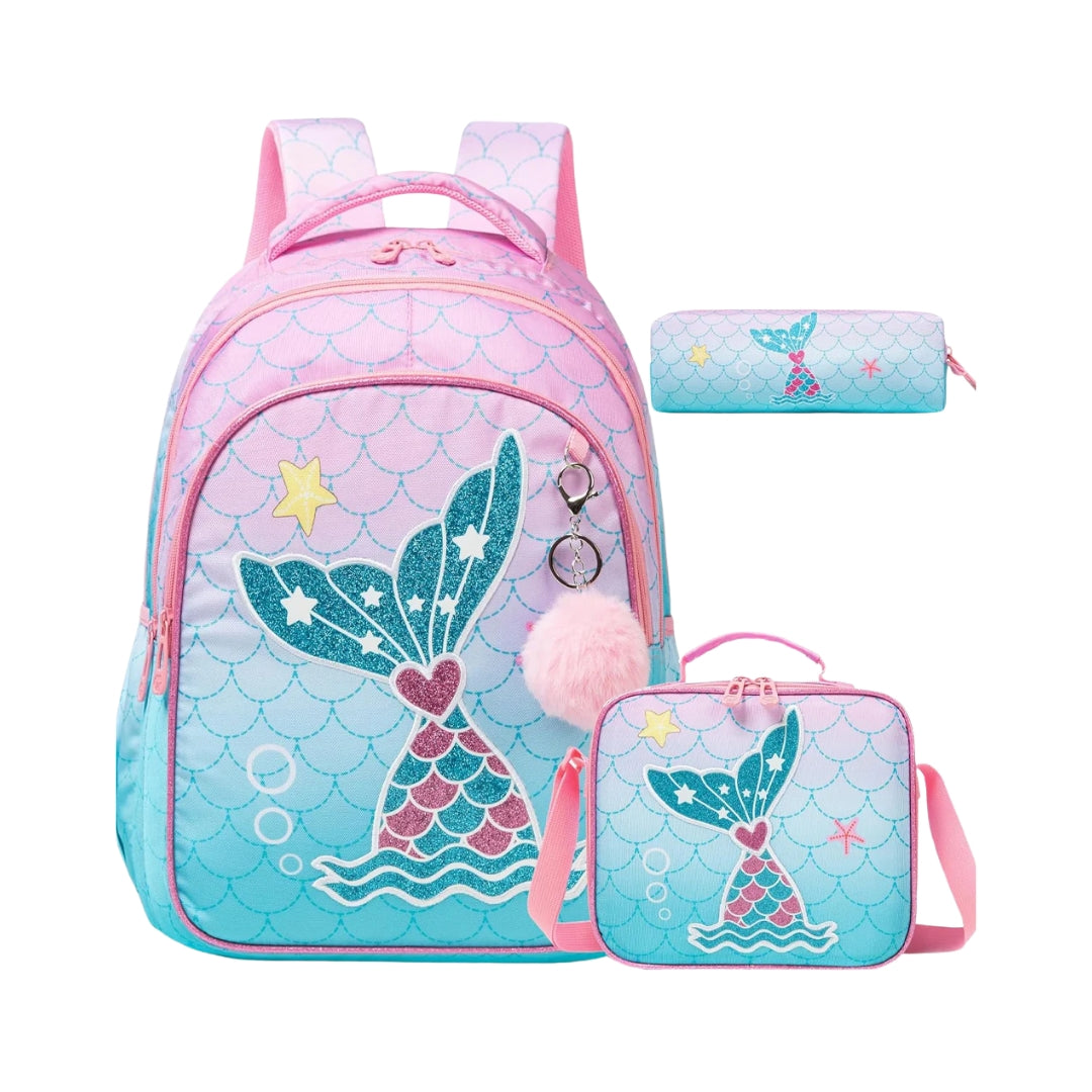 Backpack Blue Mermaid Set of 3 PCS