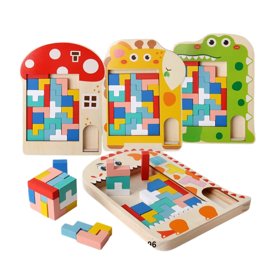 Tetris-Style Wooden Puzzles