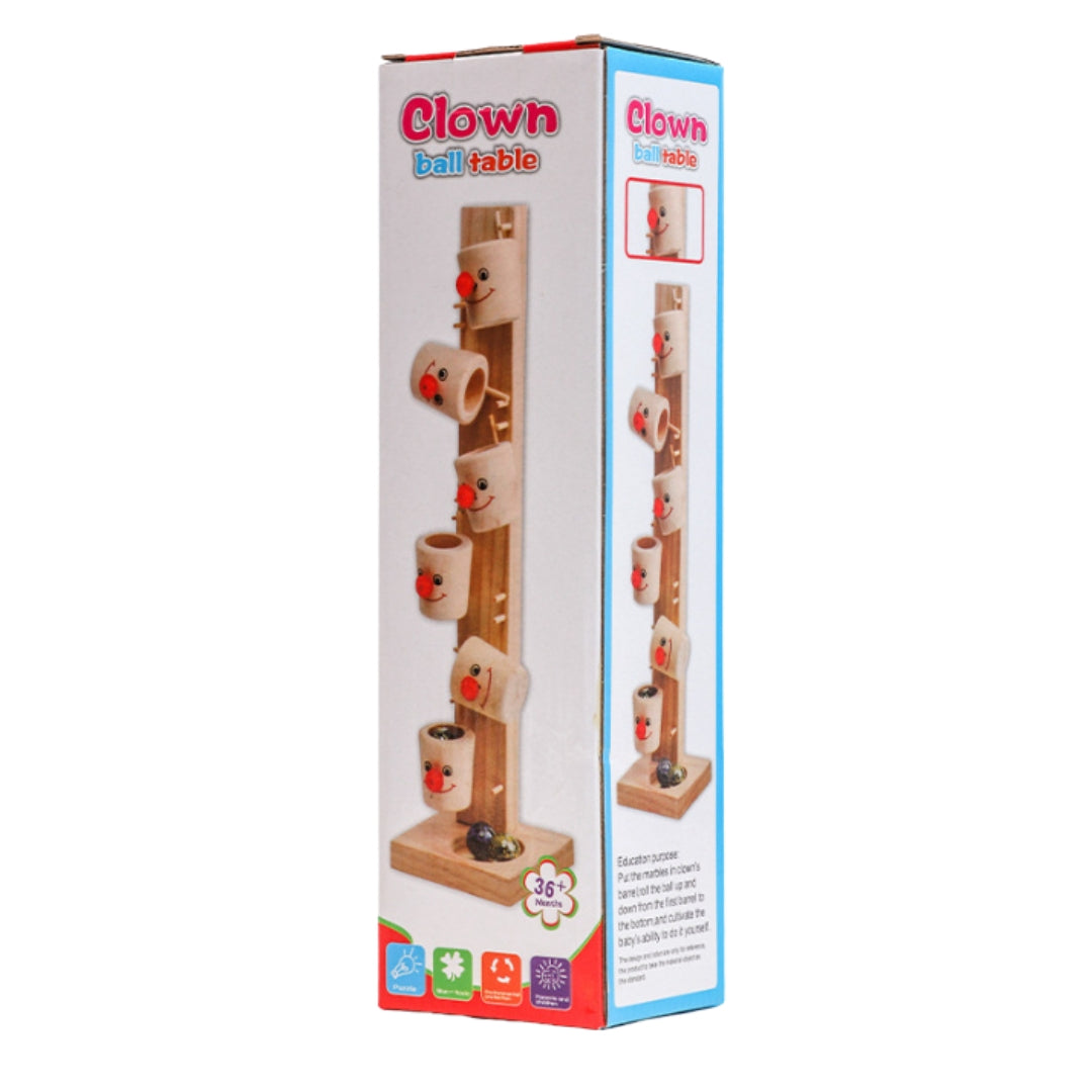 Wooden Clown Marble Run Toy