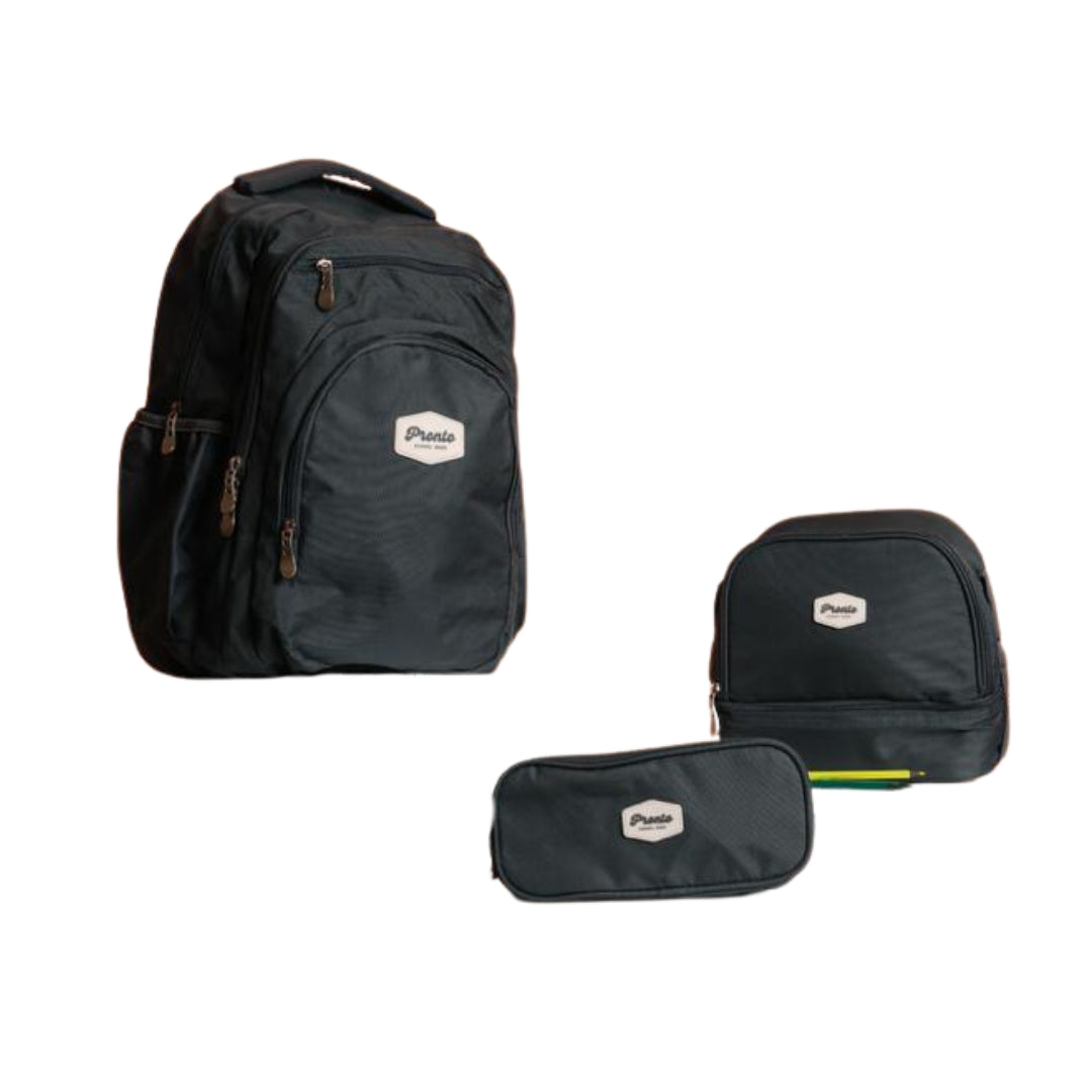 School Bag 18 Inches Grey Set of 3