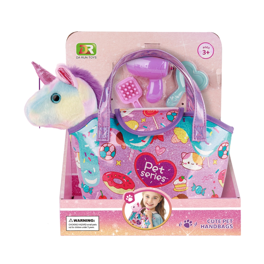 Unicorn Plush Pet Set with Carrying Bag
