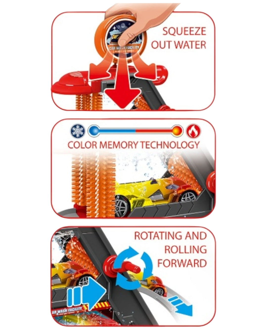 Car Wash Toy Set with Color-Changing Car
