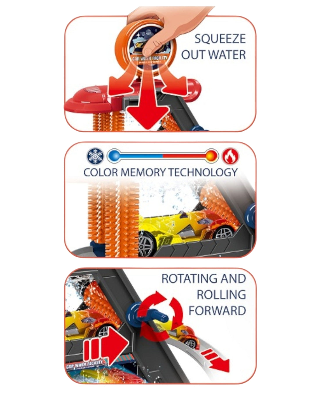 Car Wash Toy Set with Color-Changing Car