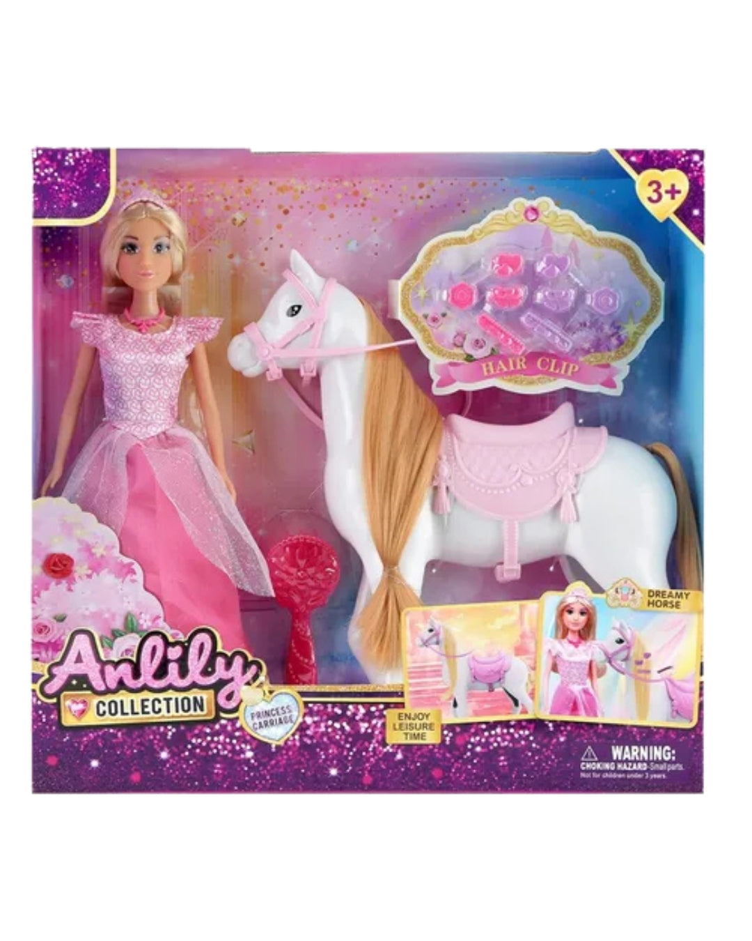 Anlily Princess Carriage & Dreamy Horse Doll Set