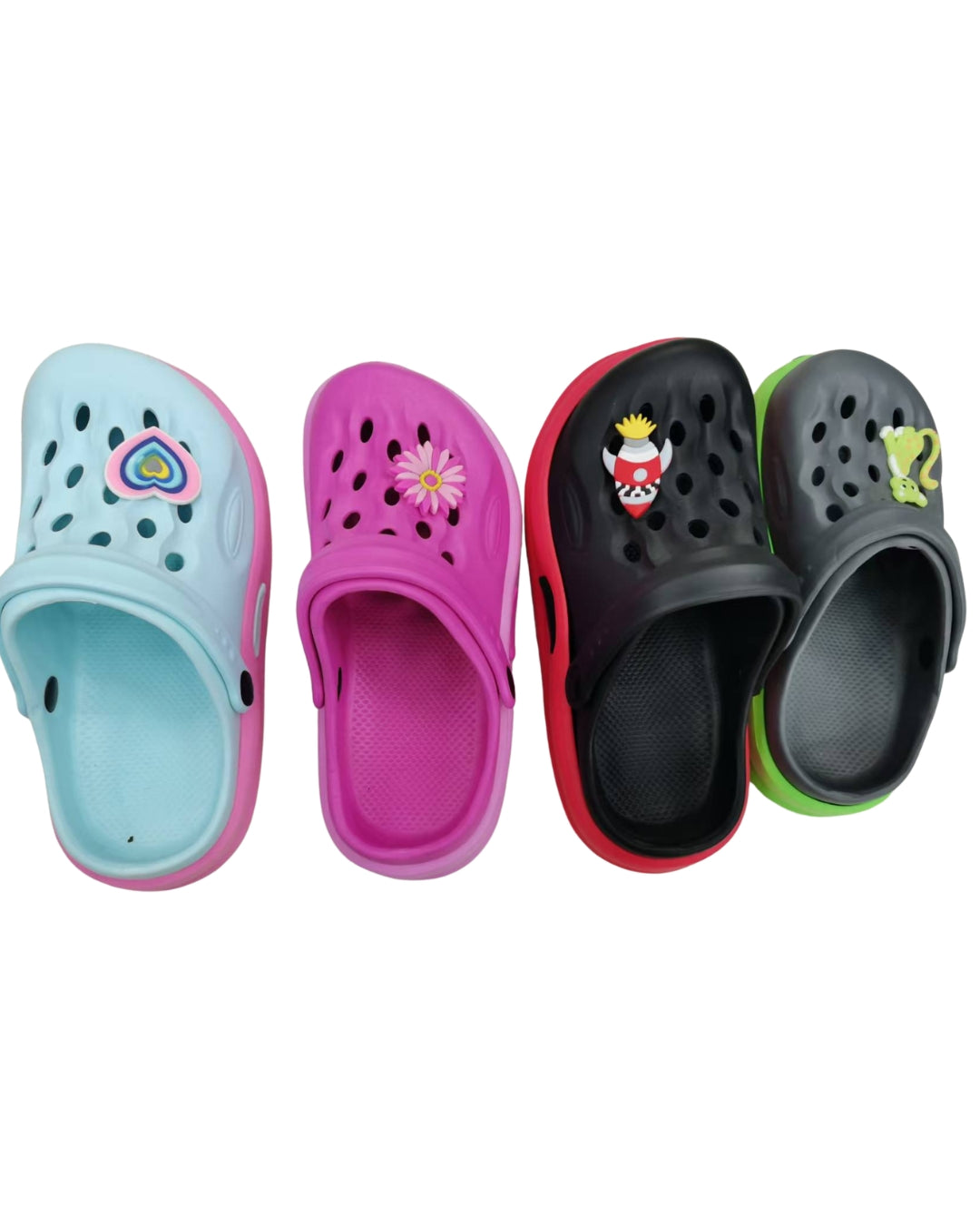 Crocs with Decorative Charms (Assorted Designs & Sizes 30–35)