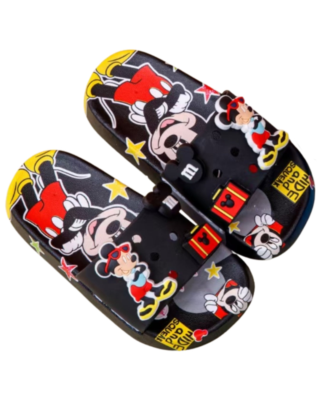 Black Mickey Mouse Slippers (Assorted Sizes 26–30)