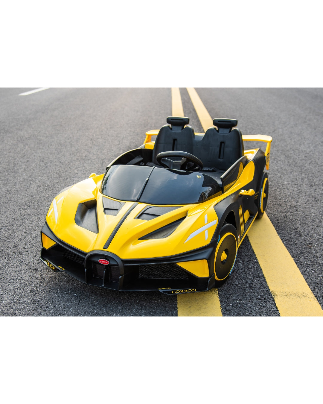 Bugatti-Style Electric Ride-On Car - Yellow