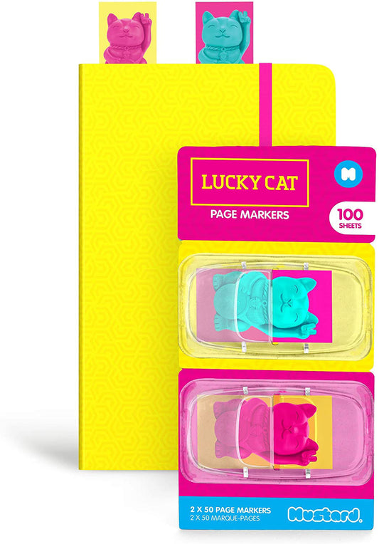 Mustard -Lucky Cat Shaped Page Markers