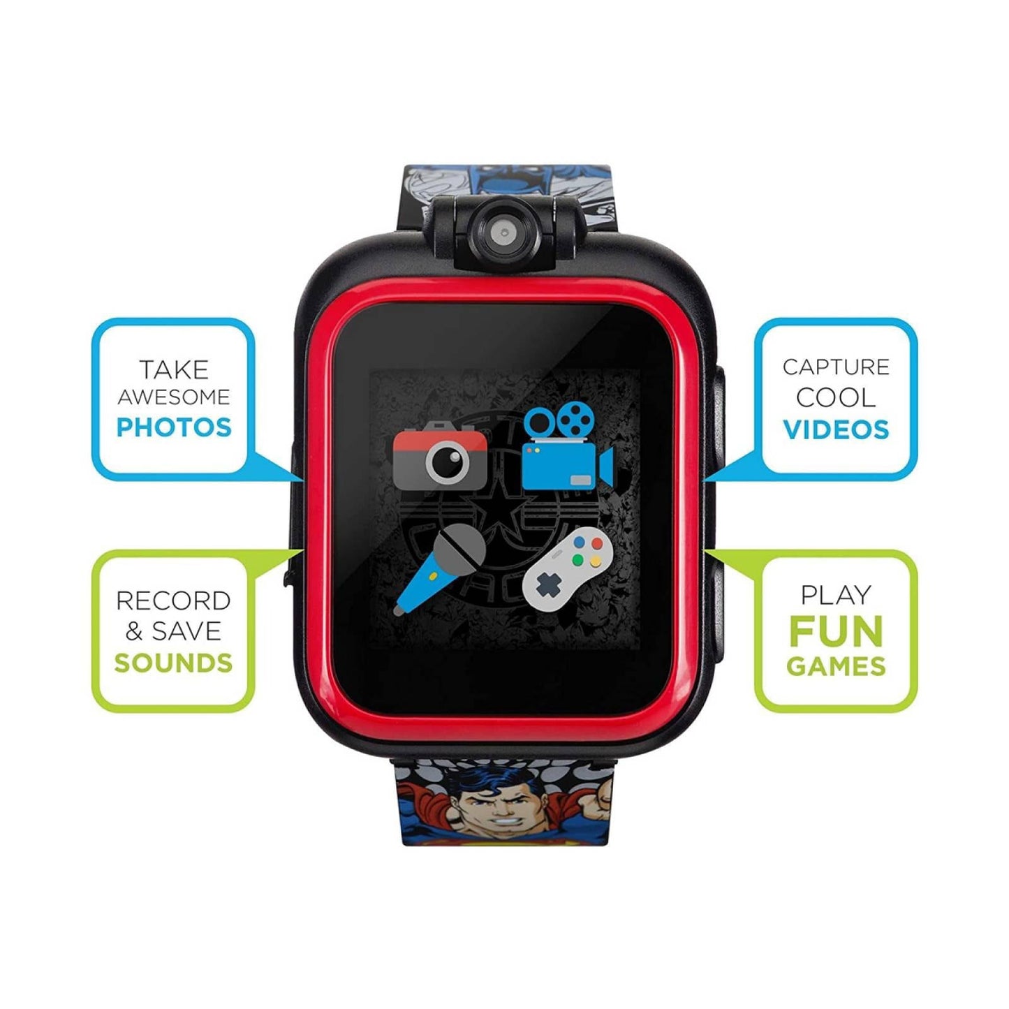 Playzoom-Boys Black Rubber  With Justice League Watch