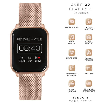 Kendall + Kylie Rose Gold Smart Watch with Interchangeable Strap and Earbud Set