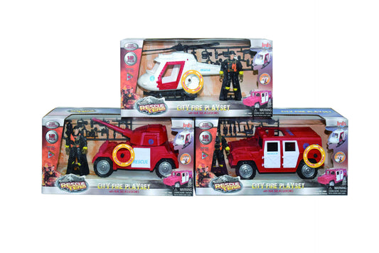 City Fire Set Included Heli Tank Truck Asst Weapon And Figures 12Pcs