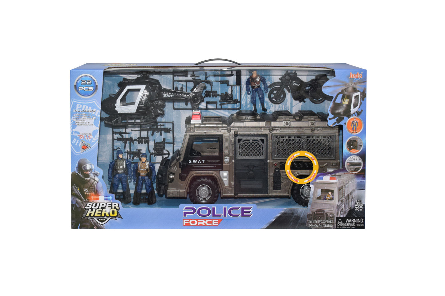 Police Set Included Carrier Heli Moto Weapon And Figures 22Pcs