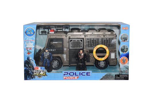 Police Set Included Personnel Carrier Weapon And Figures 15Pcs