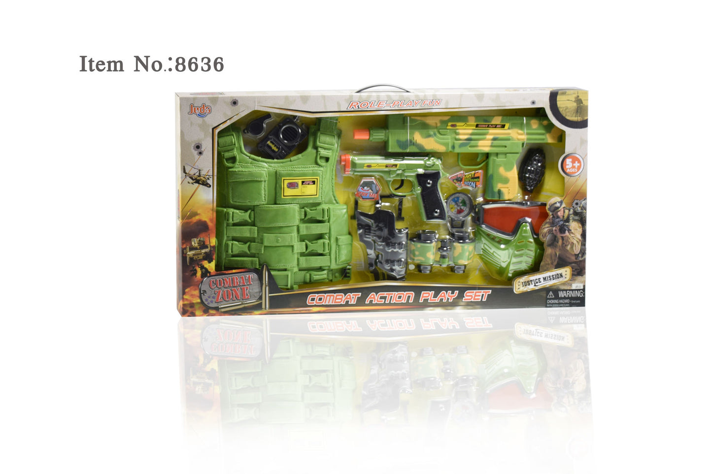 Combat Action Playset Gun With Mask And Shield Bomb