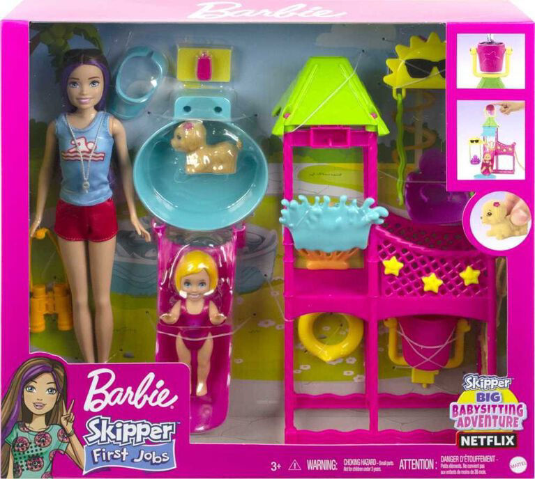 Barbie Skipper Doll And Waterpark Playset With Working Water Slide And Accessories First Jobs