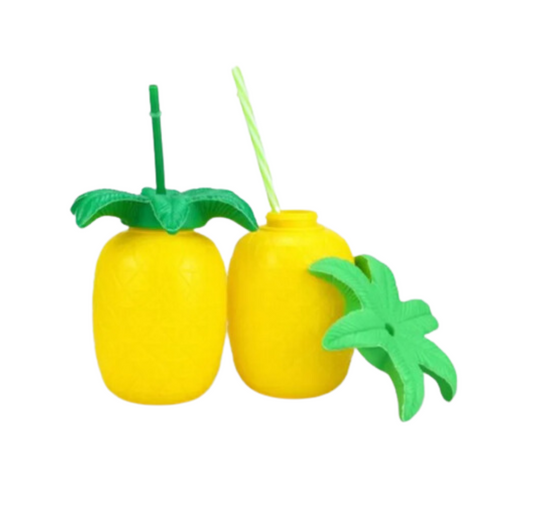 Yellow Pineapple Cup With Straw