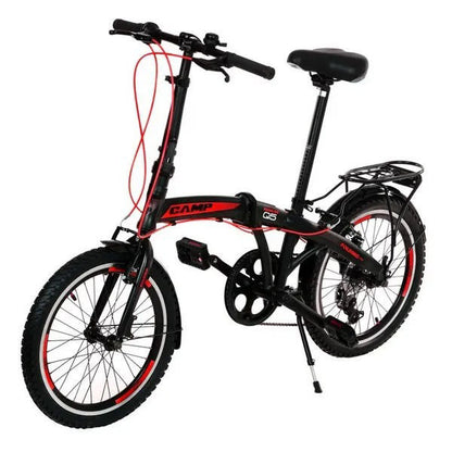 (Tec) Camp Q10 Folding Bike Black Red (20 Inch)