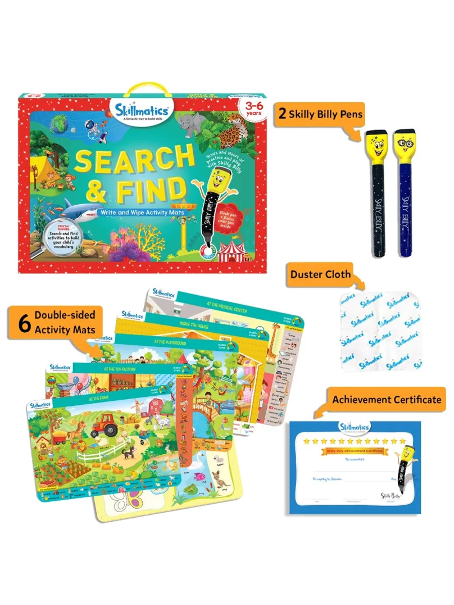 Skillmatics Search And Find Write And Wipe Activity Mats