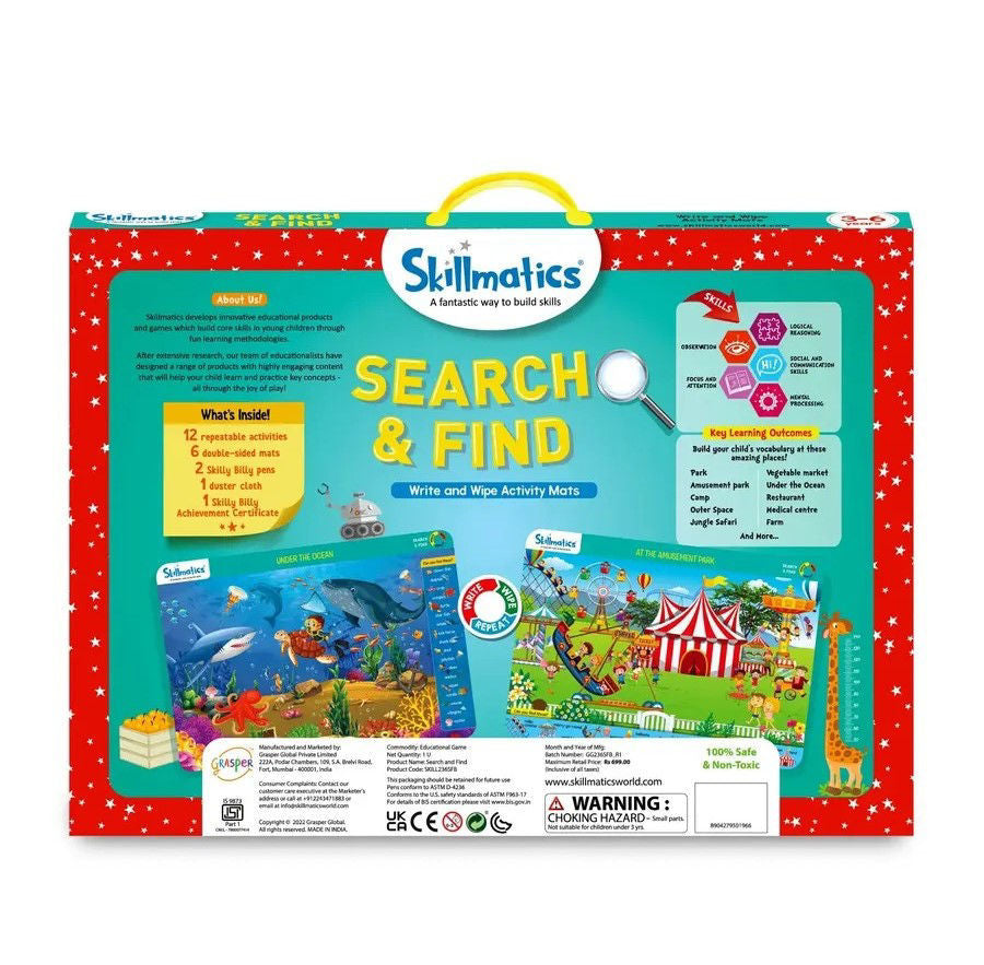 Skillmatics Search And Find Write And Wipe Activity Mats