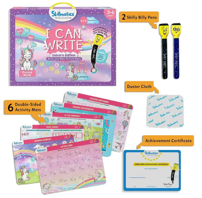 Skillmatics Unicorn Write And Wipe Activity Mats