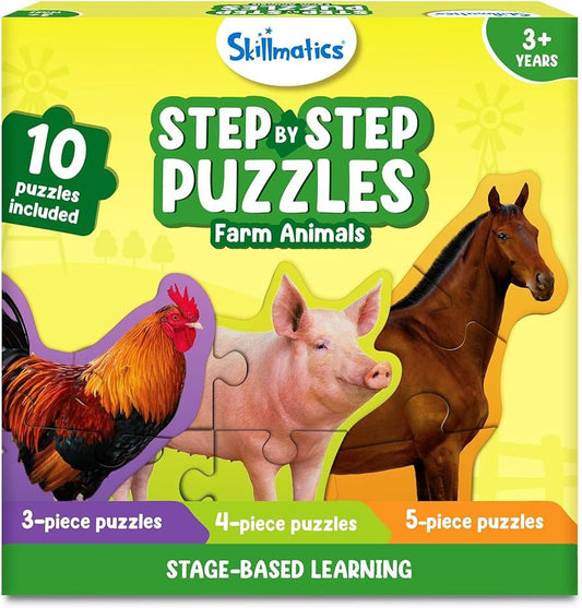 Skillmatics Step by Step Farm Animals Puzzle (10 Pieces)