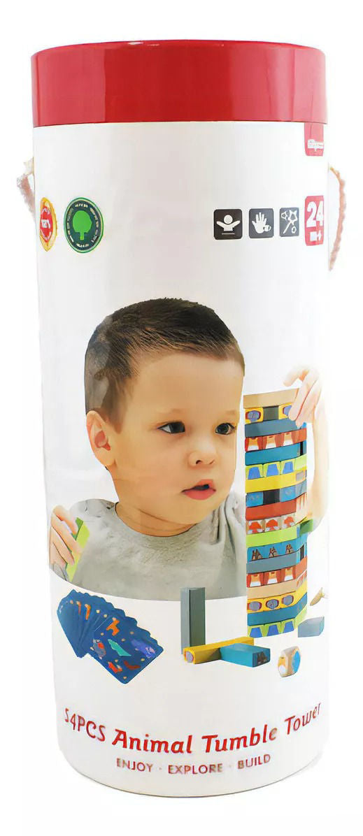 Wooden Animal Tumble Tower (54 Pieces)