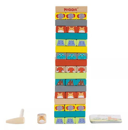 Wooden Animal Tumble Tower (54 Pieces)