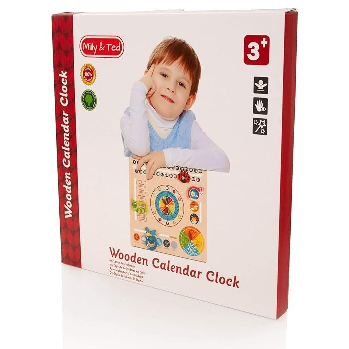 Wooden Calendar Teaching Clock