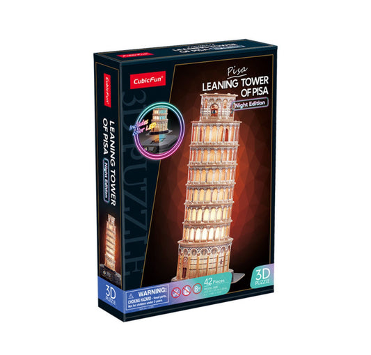 Cubicfun 3D Puzzle Led Leaning Tower of Pisa with Colorful Lights