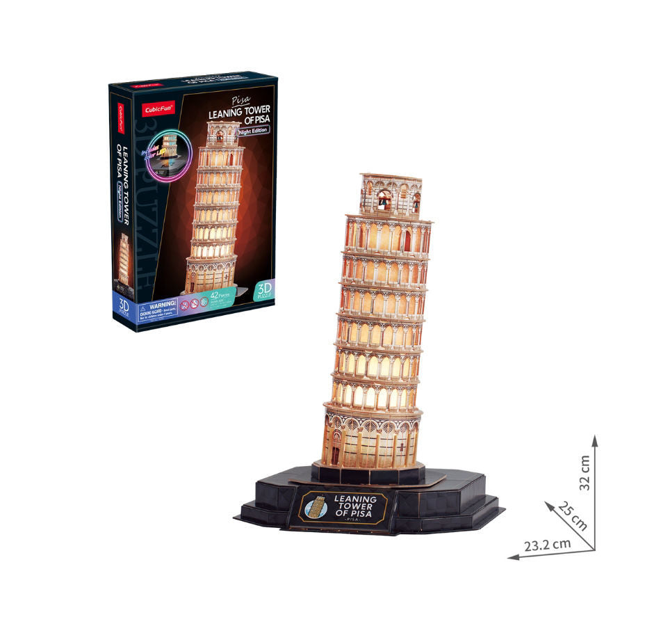 Cubicfun 3D Puzzle Led Leaning Tower of Pisa with Colorful Lights