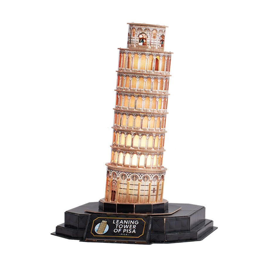 Cubicfun 3D Puzzle Led Leaning Tower of Pisa with Colorful Lights