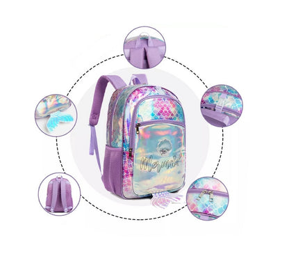 Mermaid Glitter Backpack Set Of 3