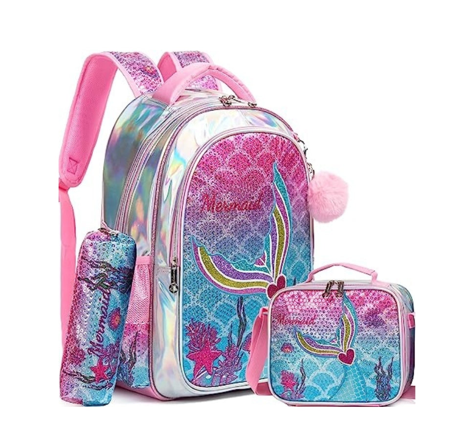 Mermaid Backpacks Set Of 3 17 Inch