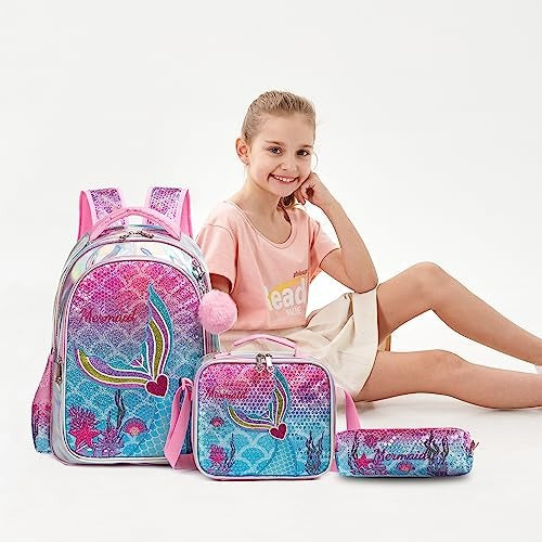 Mermaid Backpacks Set Of 3 17 Inch