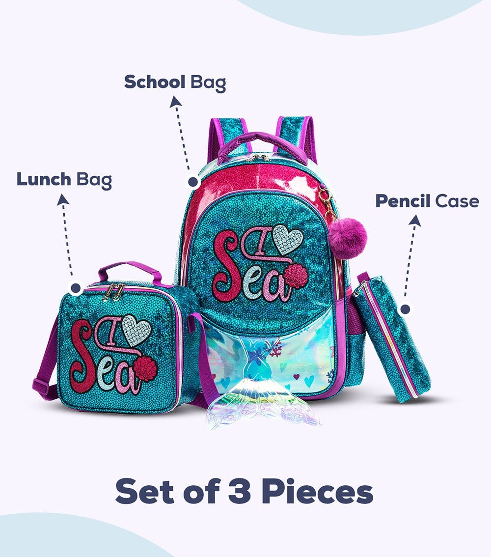 Mermaid Backpack Set Of 3 17 Inch
