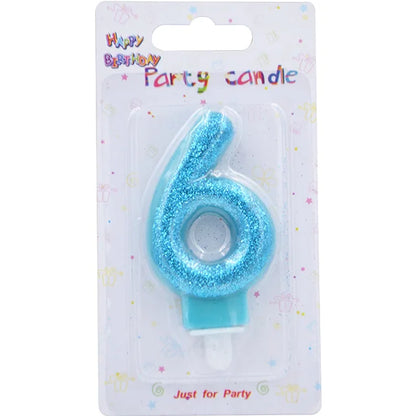 Blue Glitter Number Birthday Candles (Assorted)
