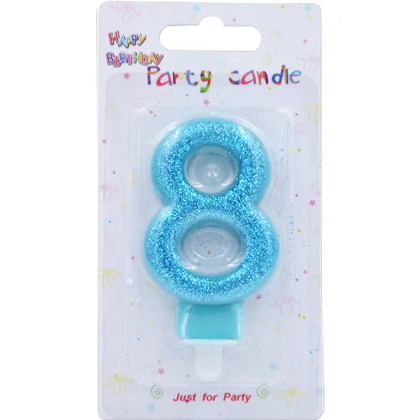 Blue Glitter Number Birthday Candles (Assorted)