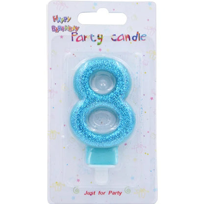 Blue Glitter Number Birthday Candles (Assorted)