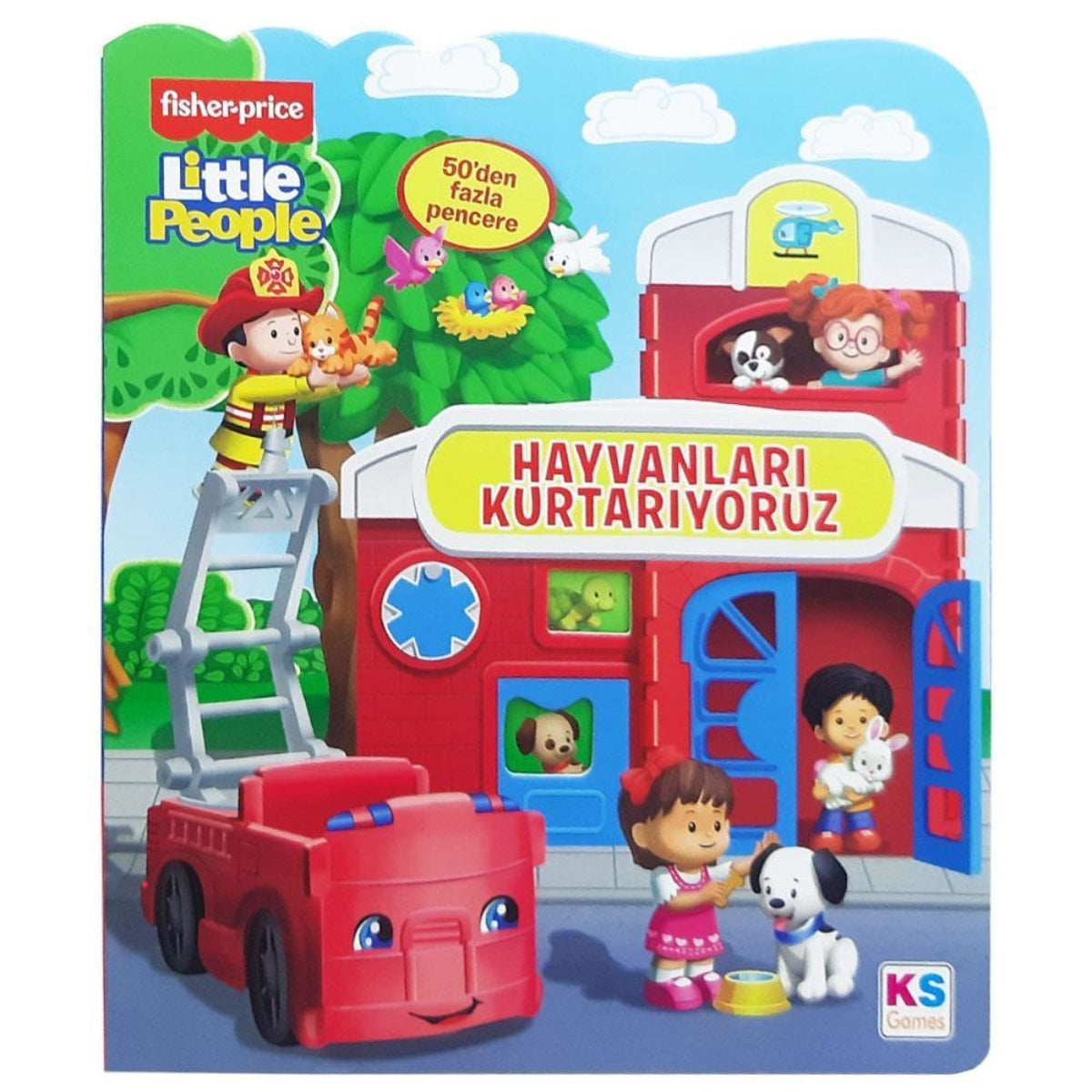 Fisher-Price Little People toy set packaging with characters and a red vehicle.