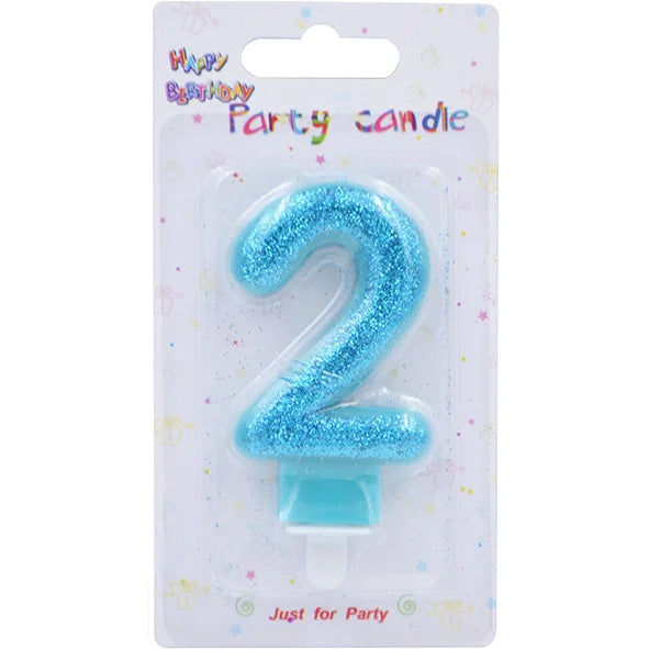Blue Glitter Number Birthday Candles (Assorted)