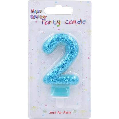 Blue Glitter Number Birthday Candles (Assorted)