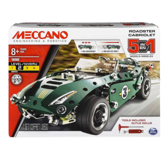 Meccano 5 in 1 Roadster Pull Back Car Building Kit