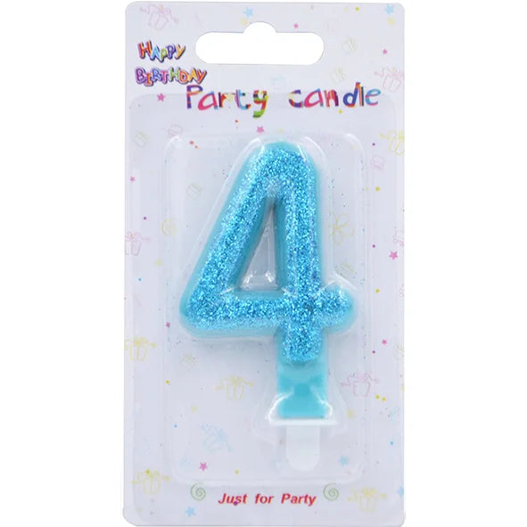 Blue Glitter Number Birthday Candles (Assorted)